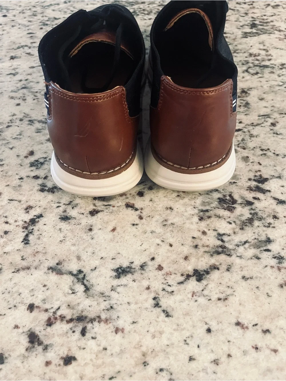 NAUTICA Men’s Black Shoes 9 Knit Brown Leather Casual Dress Wrenwood